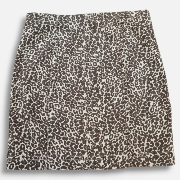 Free People Leopard Print Denim Mini Skirt - Picture 2 of 5